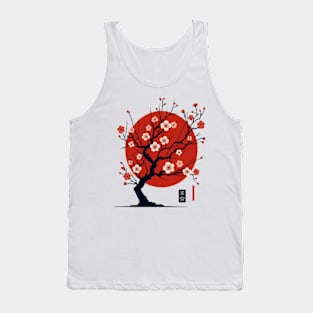 cherry tree blossom Japanese abstract minimal art Tank Top